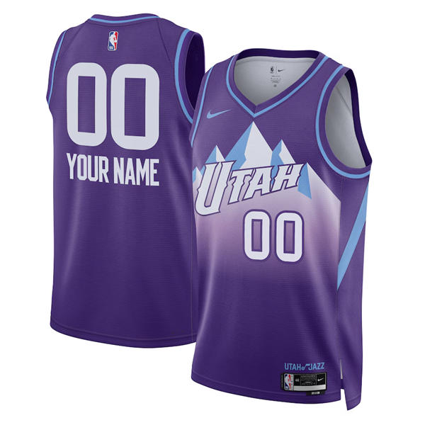 Mens Youth Utah Jazz Custom 2024-25 Purple City Edition Swingman Jersey