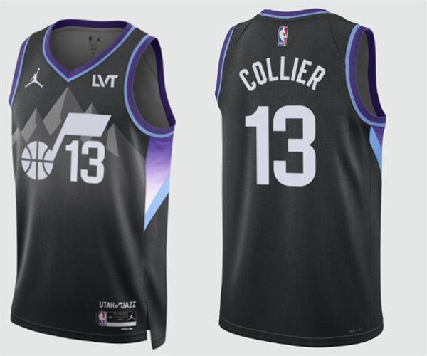Mens Utah Jazz #13 Isaiah Collier Black Statement Edition Swingman Jersey