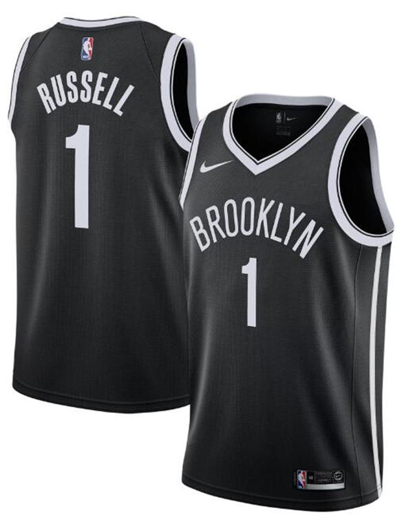 Mens Brooklyn Nets #1 D'Angelo Russell Nike Black Icon Edition Player Jersey
