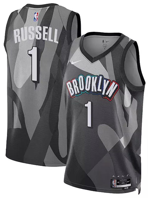 Mens Brooklyn Nets #1 D'Angelo Russell 2024-25 Gray City Edition Swingman Jersey