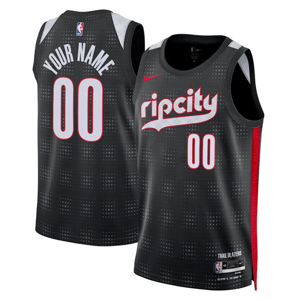 Mens Youth Portland Trail Blazers Custom Black 2024-25 City Edition Swingman Jersey