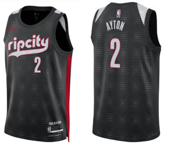 Mens Portland Trail Blazers #2 Deandre Ayton Black 2024-25 City Edition Swingman Jersey