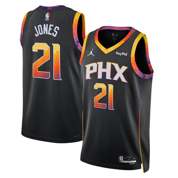 Mens Phoenix Suns #21 Tyus Jones Black Statement Edition Swingman Jersey