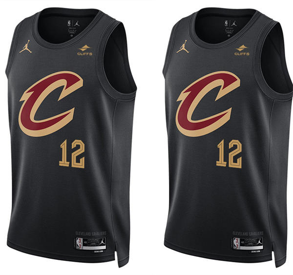 Mens Cleveland Cavaliers #12 De'Andre Hunter 2024-25 Black Statement Edition Swingman Jersey
