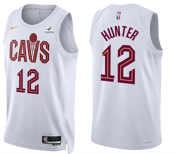 Mens Cleveland Cavaliers #12 De'Andre Hunter 2024-25 White Association Edition Swingman Jersey