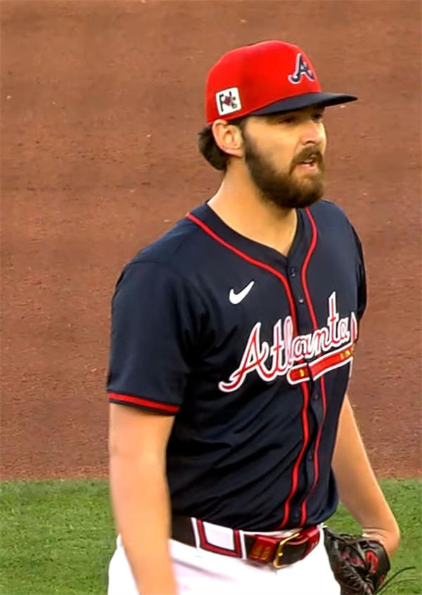 Mens Atlanta Braves #48 Ian Anderson Nike Navy Red Strip Alternate Limited Player Jersey