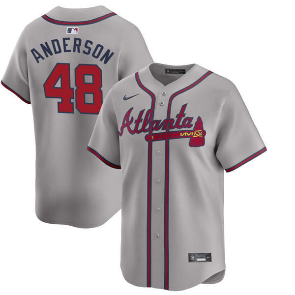 Youth Atlanta Braves #48 Ian Anderson Nike 2025 Gray Away Limited Jersey