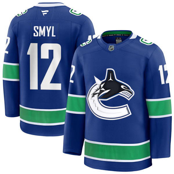 Men's Vancouver Canucks Retired Player #12 Stan Smyl Fanatics Home Blue Player Jersey