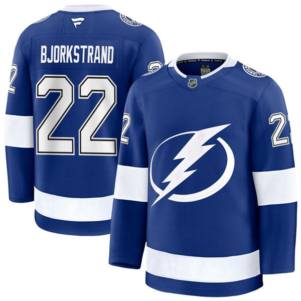 Mens Tampa Bay Lightning #22 Oliver Bjorkstrand Fanatics Home Blue Premium Player Jersey
