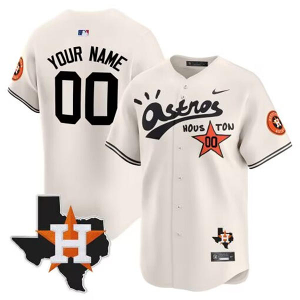 Mens Youth Houston Astros Custom Nike Cream Retro Throwback Limited Jersey