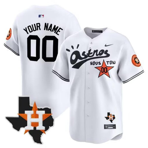 Mens Youth Houston Astros Custom Nike White Retro Throwback Limited Jersey