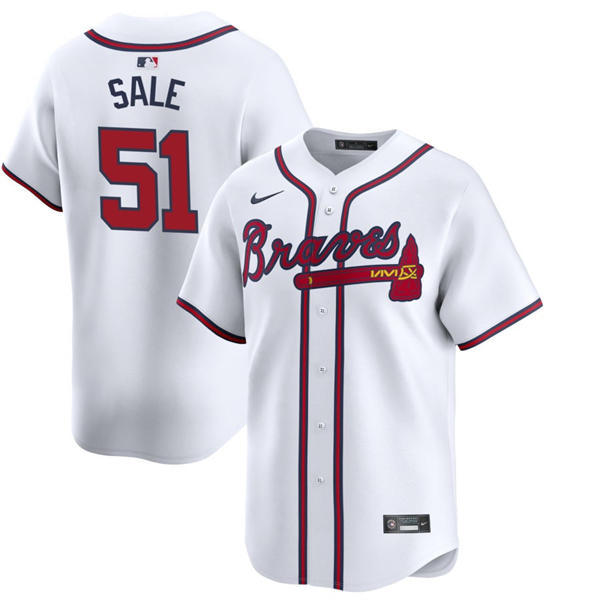 Youth Atlanta Braves #51 Chris Sale Nike Home White Limited Jersey