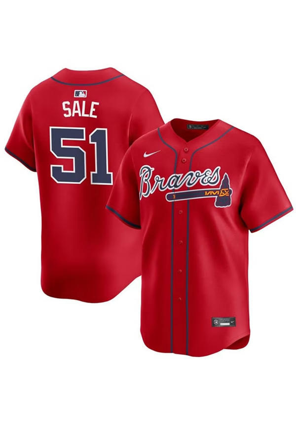 Womens Atlanta Braves #51 Chris Sale Nike Red Alternate Limited Jersey