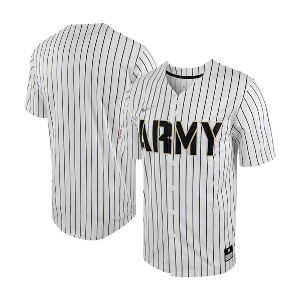 Men's Youth Army Black Knights Blank Nike White Pinstrip College Baseball Team Jersey