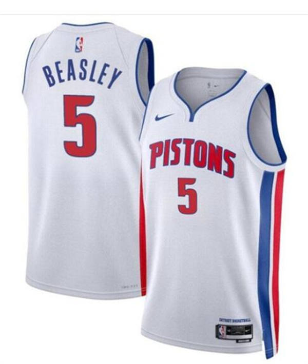 Mens Detroit Pistons #5 Malik Beasley White Association Edition Jersey