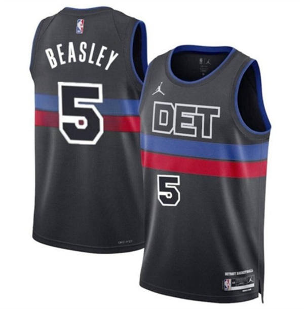 Mens Detroit Pistons #5 Malik Beasley Black Statement Edition Swingman Jersey
