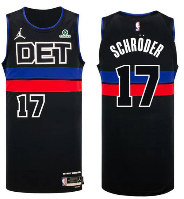 Mens Detroit Pistons #17 Dennis Schroder Black Statement Edition Swingman Jersey
