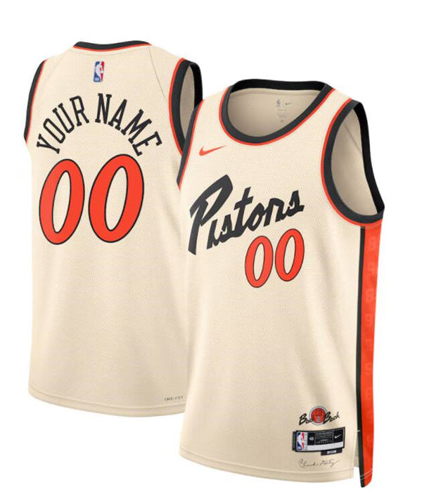 Mens Youth Detroit Pistons Custom Cream 2024-25 City Edition Swingman Jersey