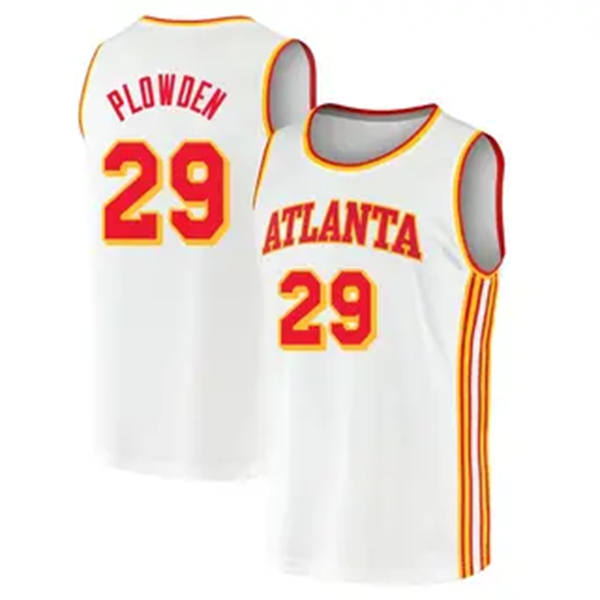 Mens Atlanta Hawks #29 Daeqwon Plowden White Association Edition Jersey
