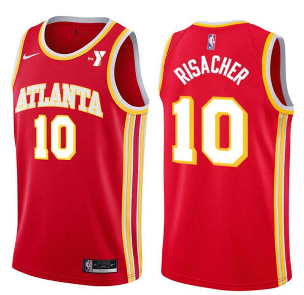Mens Atlanta Hawks #10 Zaccharie Risacher Red Icon Edition Swingman Jersey