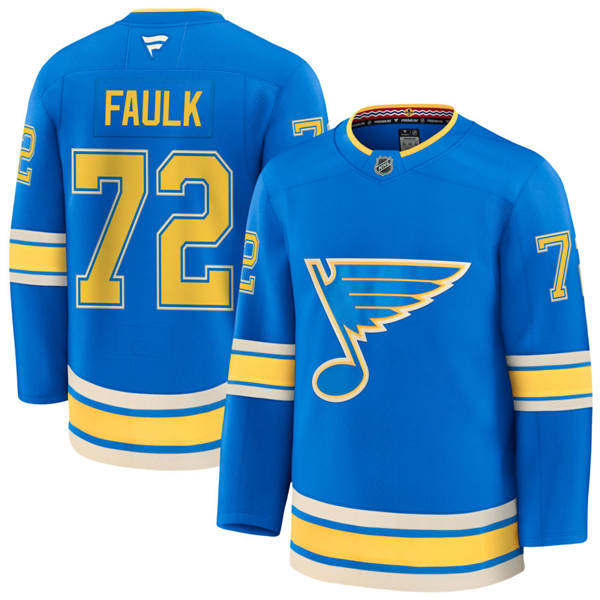 Mens St. Louis Blues #72 Justin Faulk Fanatics Light Blue Alternate Player Jersey
