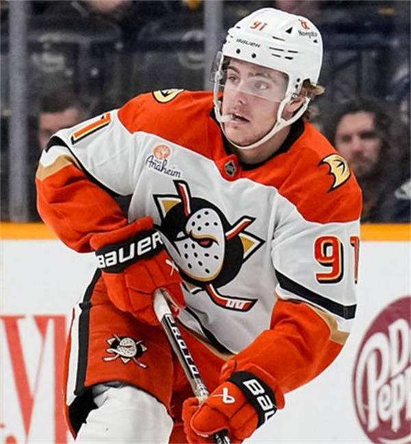 Mens Anaheim Ducks #91 Leo Carlsson Fanatics 2025 Away White Player Jersey