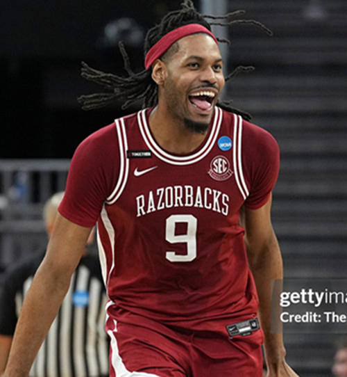 Mens Youth Arkansas Razorbacks #9 Jonas Aidoo  Cardinal Retro College Basketball Game Jersey