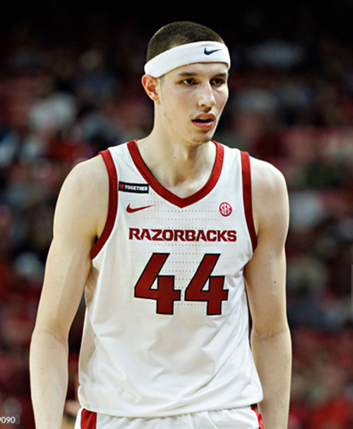 Mens Youth Arkansas Razorbacks #44 Zvonimir Ivisic  White Away College Basketball Game Jersey