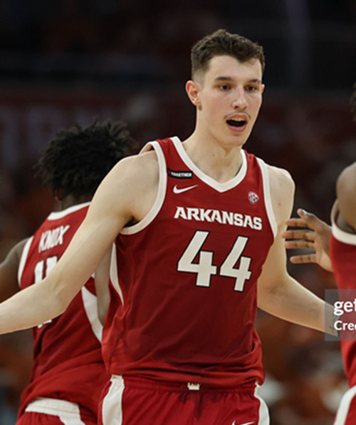 Mens Youth Arkansas Razorbacks #44 Zvonimir Ivisic  Cardinal Away College Basketball Game Jersey