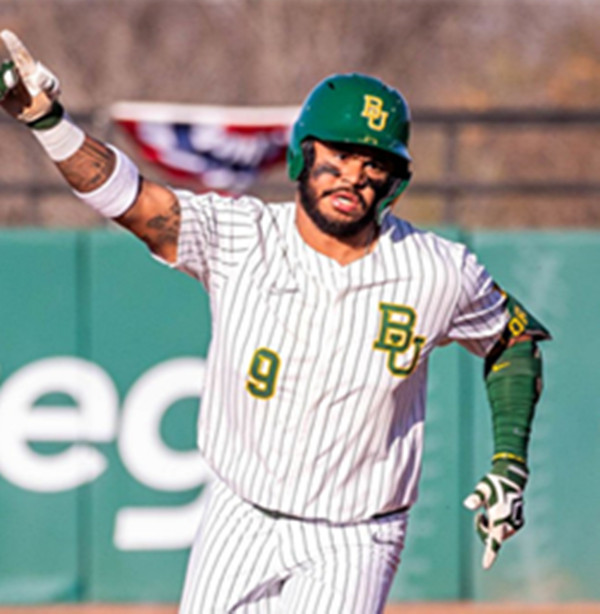 Mens Youth Baylor Bears #9 Hunter Simmons  White Pintripe College Baseball Game Jersey