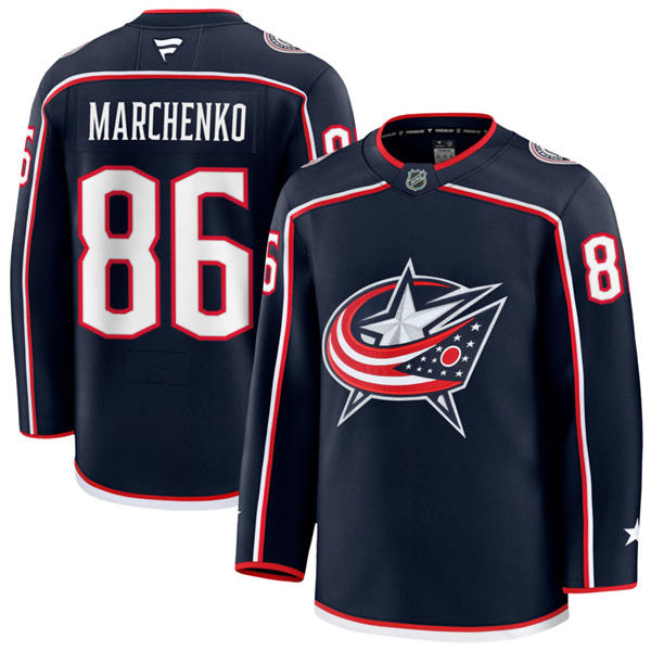 Mens Columbus Blue Jackets #86 Kirill Marchenko Fanatics Navy Home Premium Player Jersey
