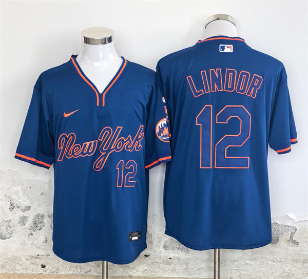 Mens New York Mets #12 Francisco Lindor Nike 2025 Royal Pullover Alternate 2nd Limited Jersey