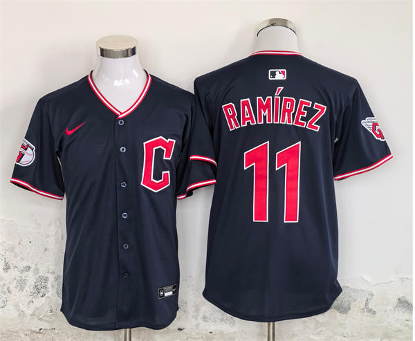 Mens Cleveland Guardians #11 Jose Ramirez Nike 2025 Navy Alternate Limited Player Jersey