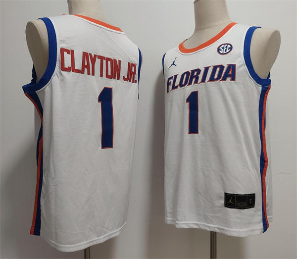 Mens Florida Gators #1 Walter Clayton Jr. White Basketball Game Jersey