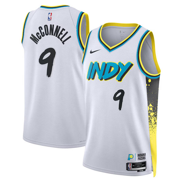 Mens Indiana Pacers #9 T.J. McConnell 2024-25 White City Edition Jersey