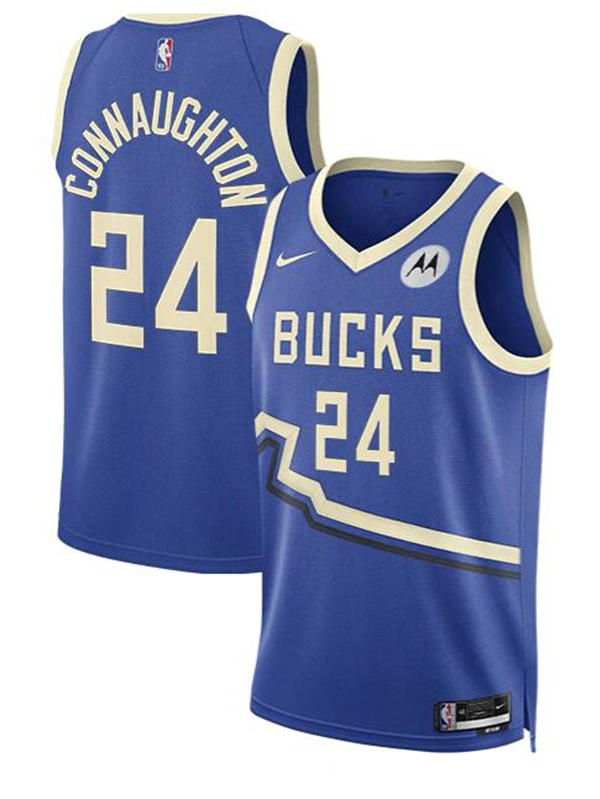 Mens Milwaukee Bucks #24 Pat Connaughton Royal 2024-25 City Edition Jersey