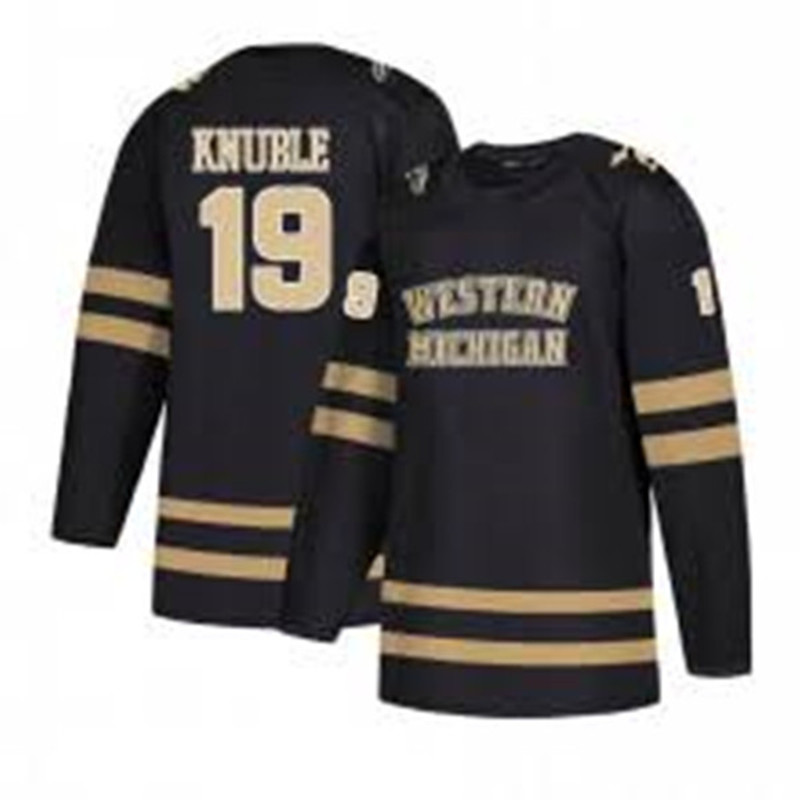 Mens Youth Western Michigan Broncos #19 Cam Knuble Brown College Hockey Game Jersey