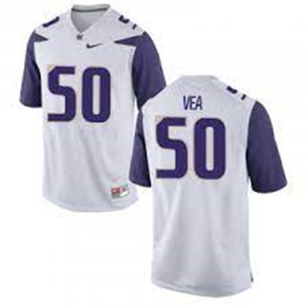 Mens Youth Washington Husky #50 Vita Vea College Football 2017 White Game Jersey