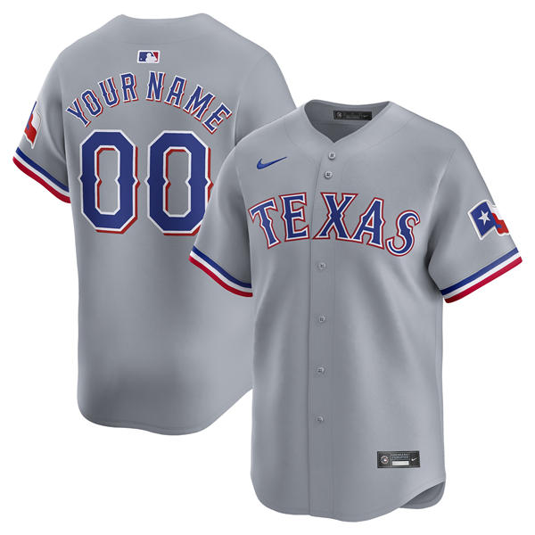 Mens Texas Rangers Custom Nike Gray Road Limited Jersey