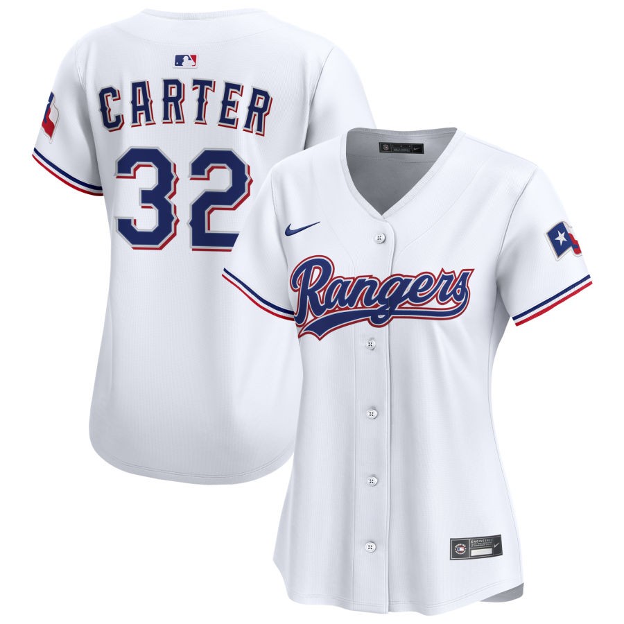 Womens Texas Rangers #32 Evan Carter Nike White Home Limited Jersey