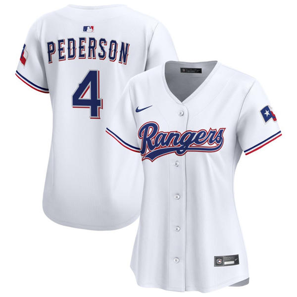 Womens Texas Rangers #4 Joc Pederson Nike White Home Limited Jersey