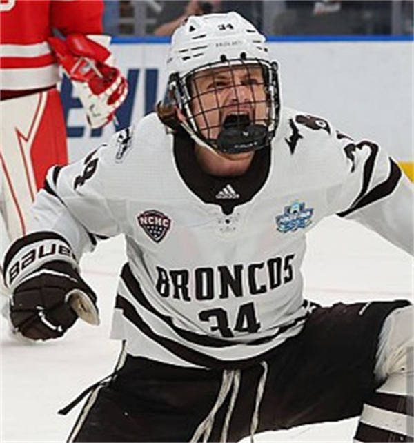 Mens Youth Western Michigan Broncos #34 Owen Michaels 2025 White College Hockey Game Jersey