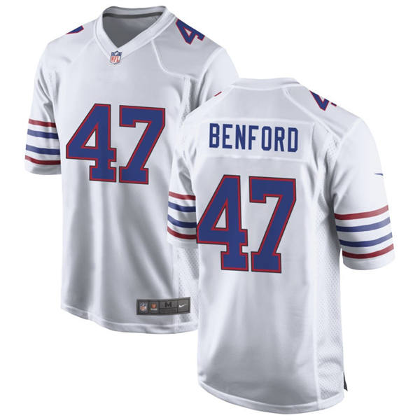 Youth Buffalo Bills #47 Christian Benford Nike White Alternate Retro Limited Jersey