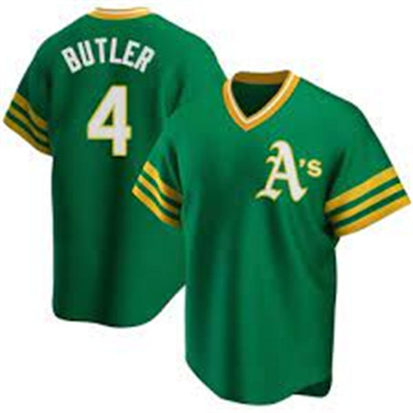 Men's Athletics #4 Lawrence Butler Nike Green Pullover Cooperstown Jersey