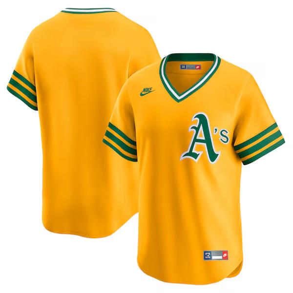 Men's Youth Athletics Custom Nike Gold Pullover Cooperstown Jersey
