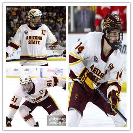 Mens Youth Arizona State Sun Devils Custom 2025 White NCAA College Hockey Jersey