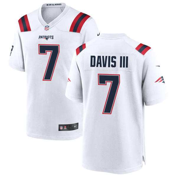 Mens New England Patriots #7 Carlton Davis III Nike White Vapor F.U.S.E. Limited Jersey