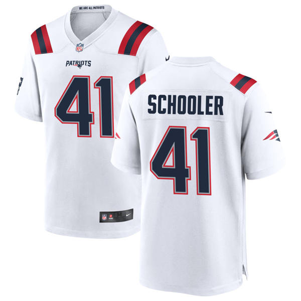 Mens New England Patriots #41 Brenden Schooler Nike White Vapor F.U.S.E. Limited Jersey