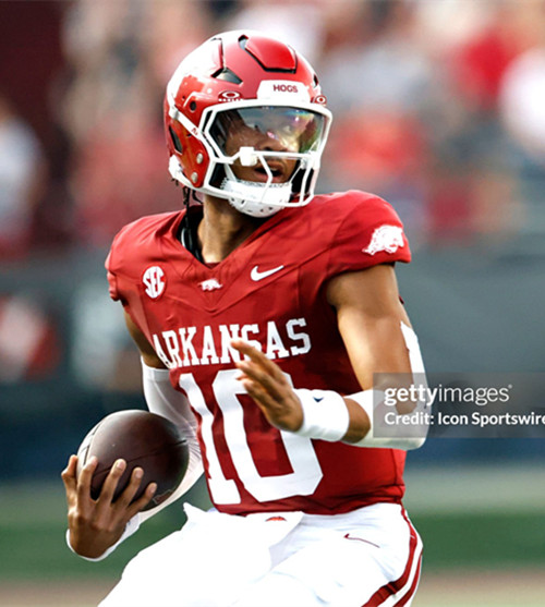 Mens Youth Arkansas Razorbacks #10 Taylen Green Nike Cardinal  Football Game Jersey