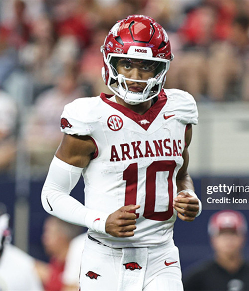Mens Youth Arkansas Razorbacks #10 Taylen Green Nike White Football Game Jersey